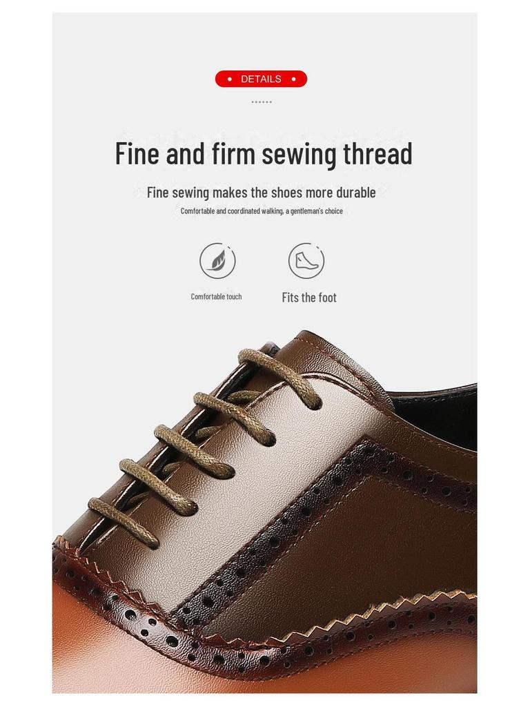New Brogue Leather Men's Shoes - Stylish, Breathable, Versatile for Business and Weddings In Spring and Autumn