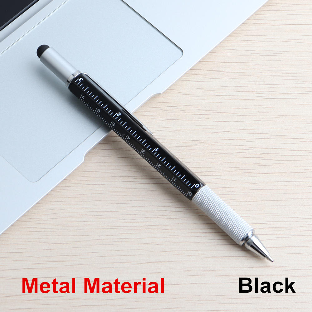 

Многофункциональная ручка-инструмент 6-в-1 Инструмент для выравнивания + Линейка + Стилус для сенсорного экрана + Отвертка Phillips/Прямая/Двусторонняя + Шариковая ручка чёрный