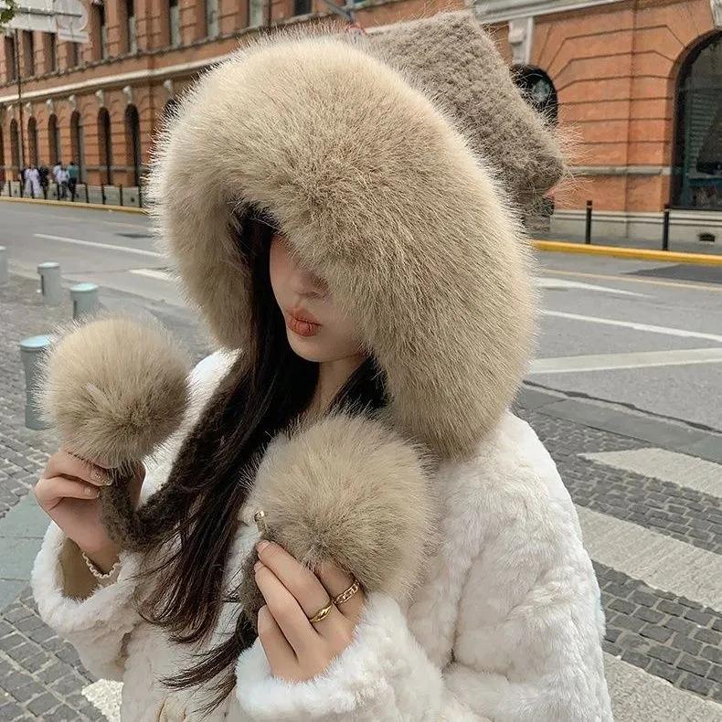 

WTEMPO Милые милые женские осенне-зимние однотонные шерстяные шапки, теплые защитные уши, плюшевые вязаные шапки-бомберы One Size кофейный