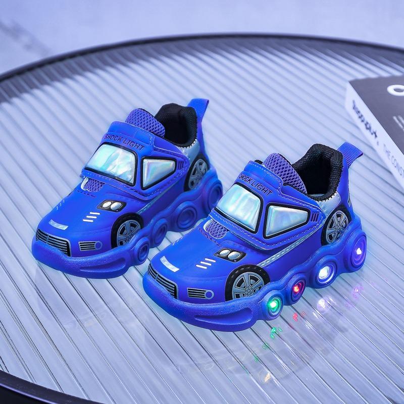 Children's LED Light-Up Sports Shoes Sneakers for Toddlers & Young Kids, Cartoon Athletic Footwear for Boys & Girls