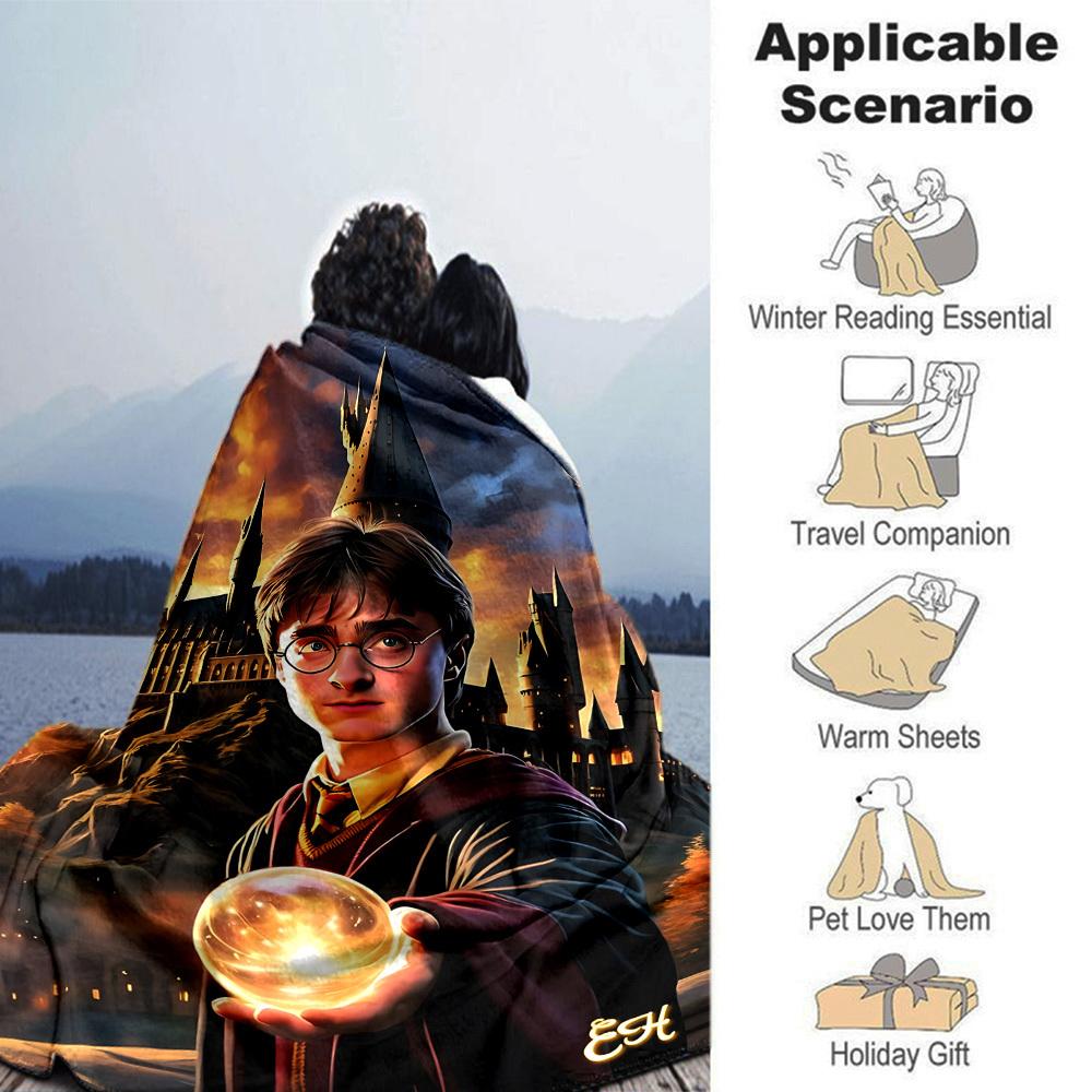 1pc Hogwarts School of Witchcraft and Wizardry Magic Flannel Blanket - Soft Warm Throw for Home, Office, TravelL1322