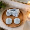 Three-Piece Face Wash Set: High Elasticity Hair Tie, Flannel Bow Hair Band, Moisture-Proof Wristband