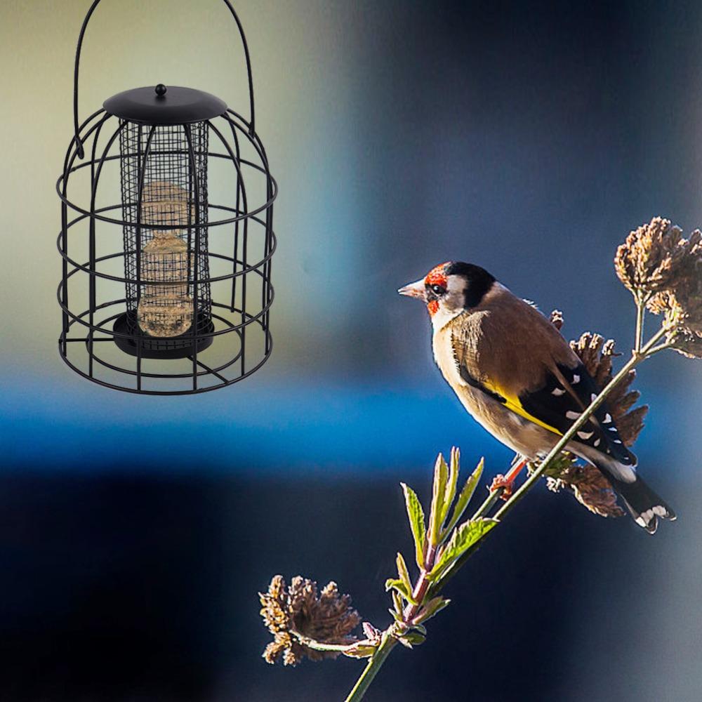 Durable Iron Cage Bird Feeder Iron Bird Food Dispenser Feeding Column Bird Feeder Garden Use