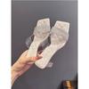 Sexy Rhinestone Thick High-heeled Women's Sandals 2025 Summer New Fairy Wind Transparent Belt Slippers Women's Outer Wear