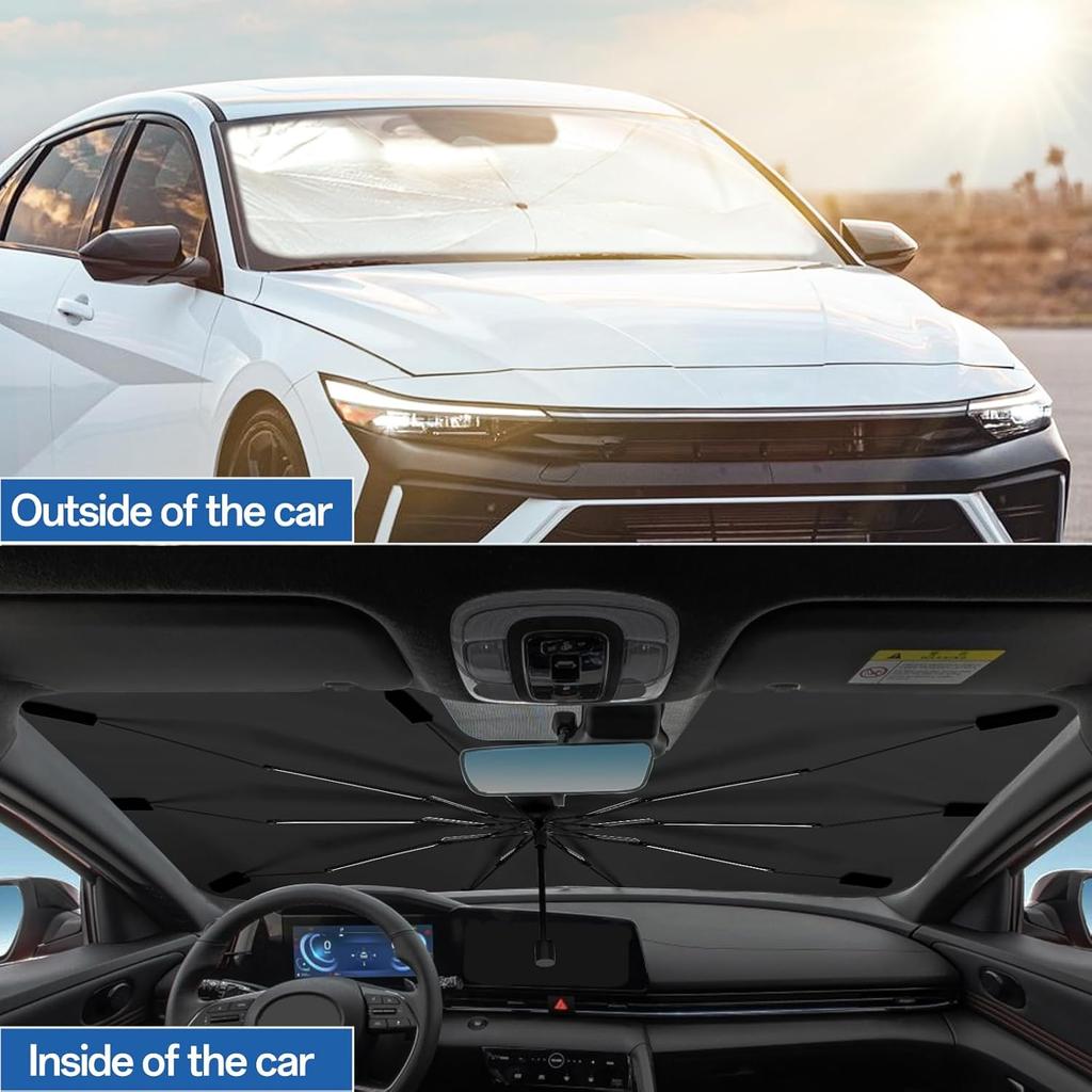 2025 Windshield Sun Shade Umbrella, Foldable Car Umbrella Sunshade With UV Block Car Front Window (Heat Ulation Protection) For Auto Windshield
