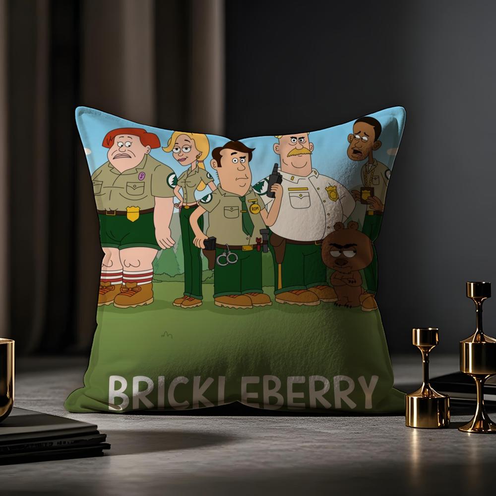 Brickleberry Cushion Cover Anti-dustmite Pillowcase Invisible Zipper Silky Short Plush Sofa Cushion Cover
