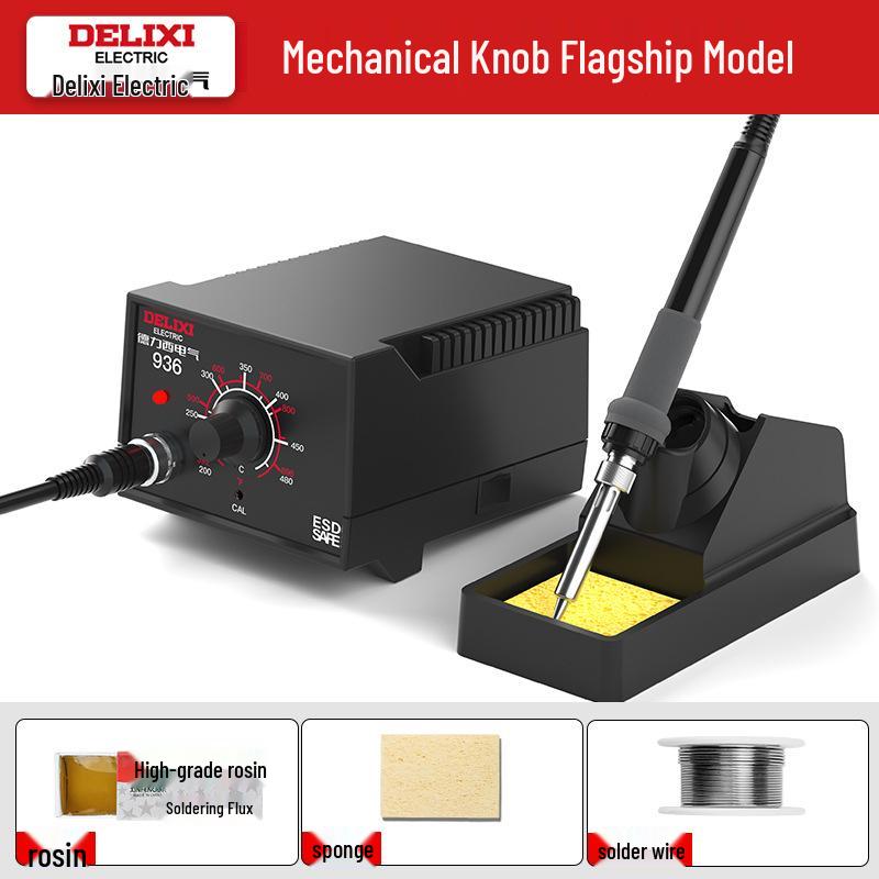 Delixi 936 Adjustable Soldering Station: High-Power, Constant Temperature Soldering Iron for Household Repair & Welding.