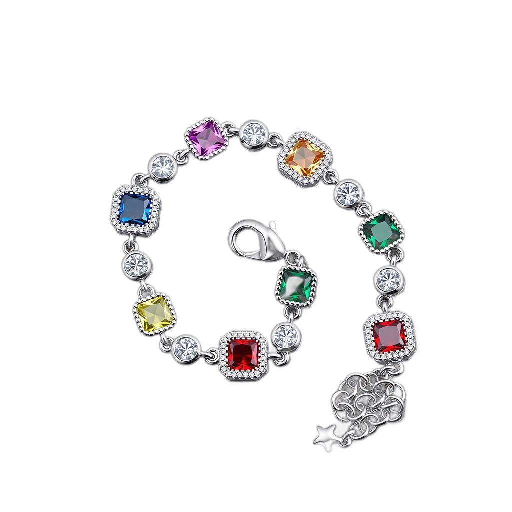 European and American Light Luxury Color Zircon Bracelet Women's Fashion Geometric Diamond-encrusted Dopamine Jewelry Trend Jewelry 2026