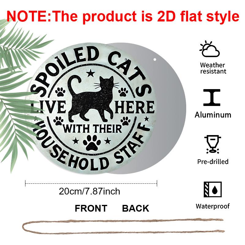 2D Flat, 1pc 7.87 X 7.87inch Pet Cat Warning Metal Aluminum Wall Art Sign | Unique Design, Easy To Hang, Durable, Long-lasting, Suitable for Home