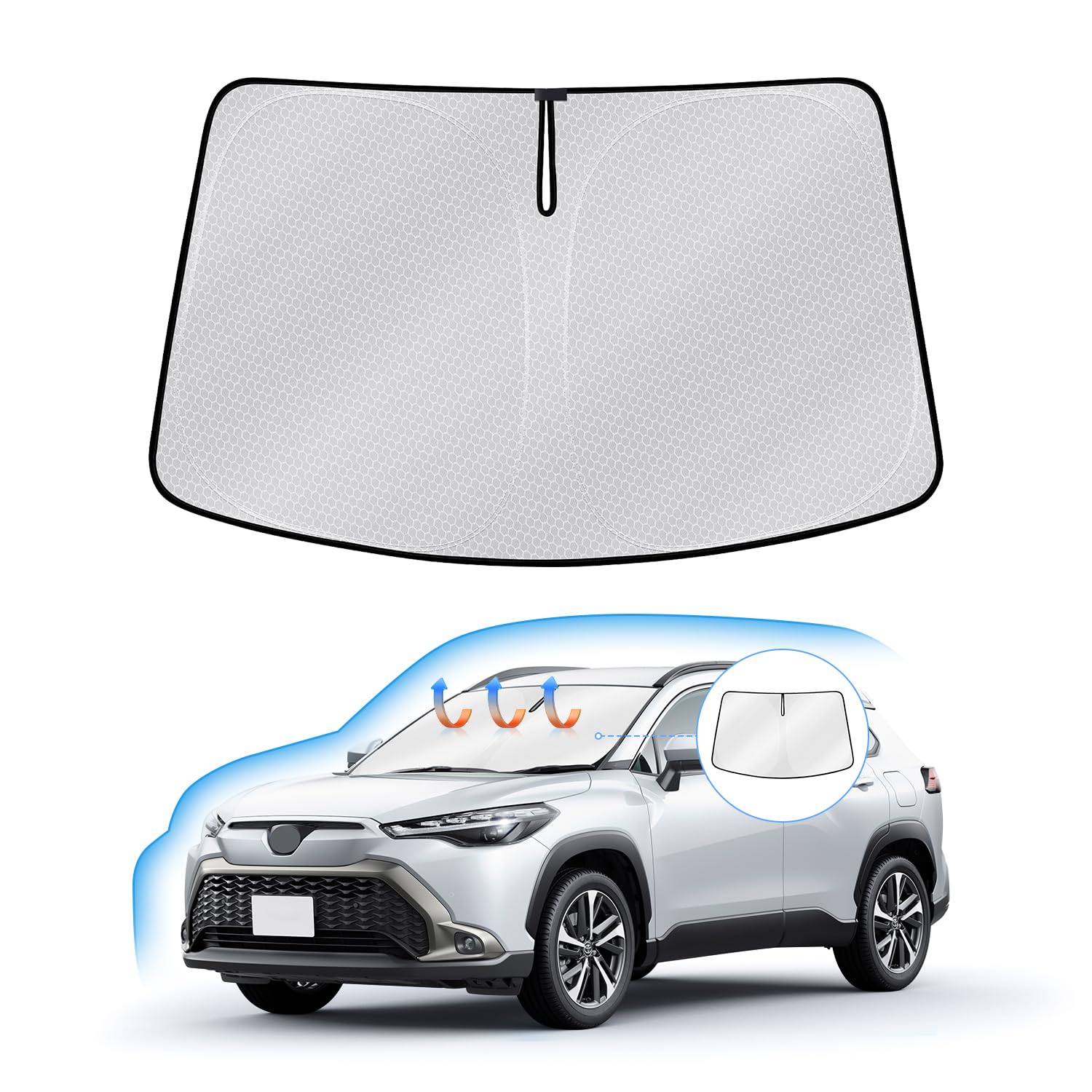 

Toyota Corolla Cross Лобовое стекло УФ Руль Тепло Соты Сумка для хранения Интерьер Легко Напрямую от производителя J-PREMIS Солнцезащитный козырек, Защита, серый