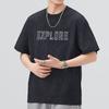 American Round Neck T-shirt Men's Loose Summer Frying Wash Water Foam Printed American Short Sleeves