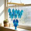 Blue Glass Fish Wind Chime Handcrafted Nautical Fish Theme Suncatcher Indoor Outdoor Garden Yard Patio Hanging Wind Bell Decoration