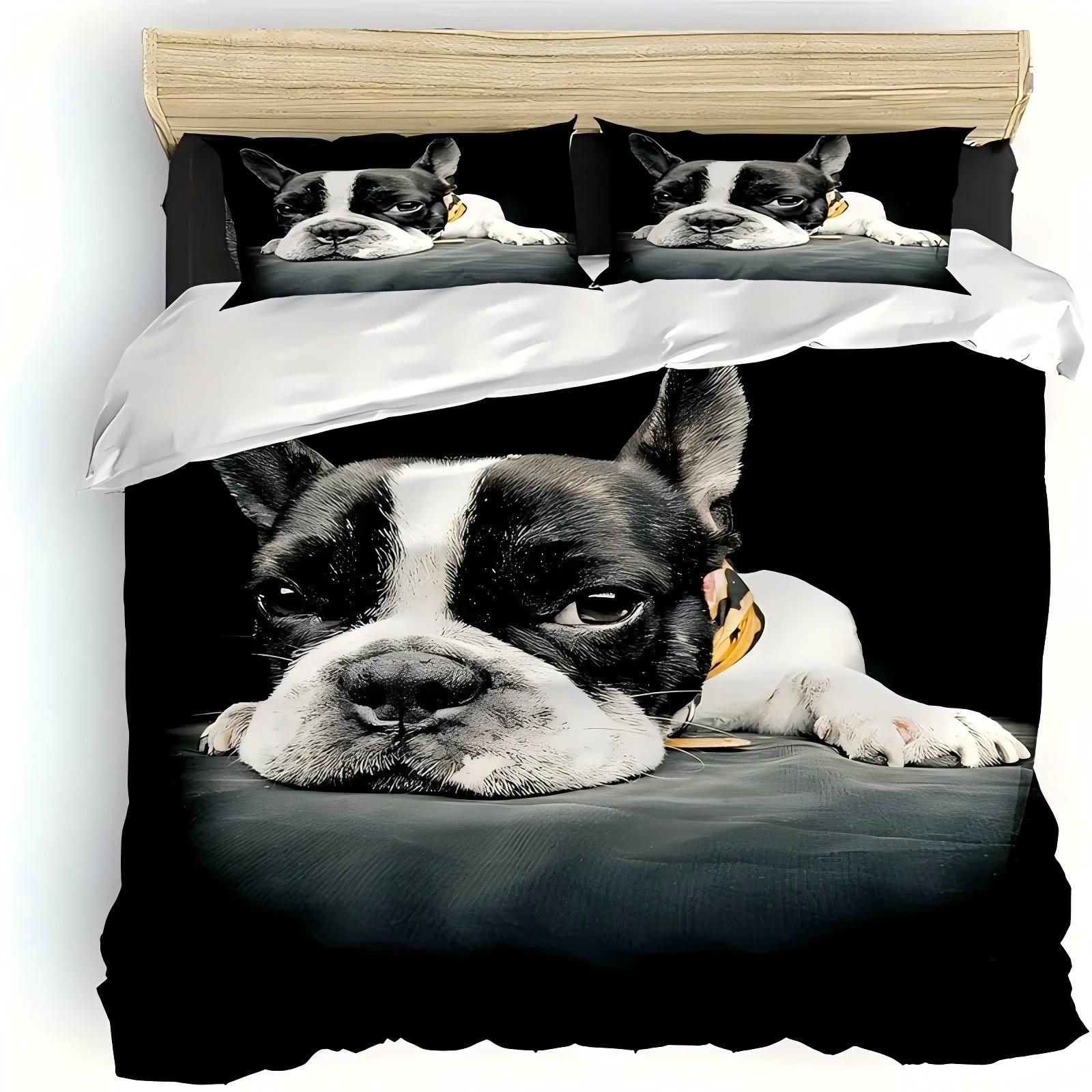 

Comforter Dog Pattern 3D Printed Animal Style Luxury Bedding Set S Polyester Soft Comfortable Set Comforter (quilt)-EU Single(135*200cm)3pcs