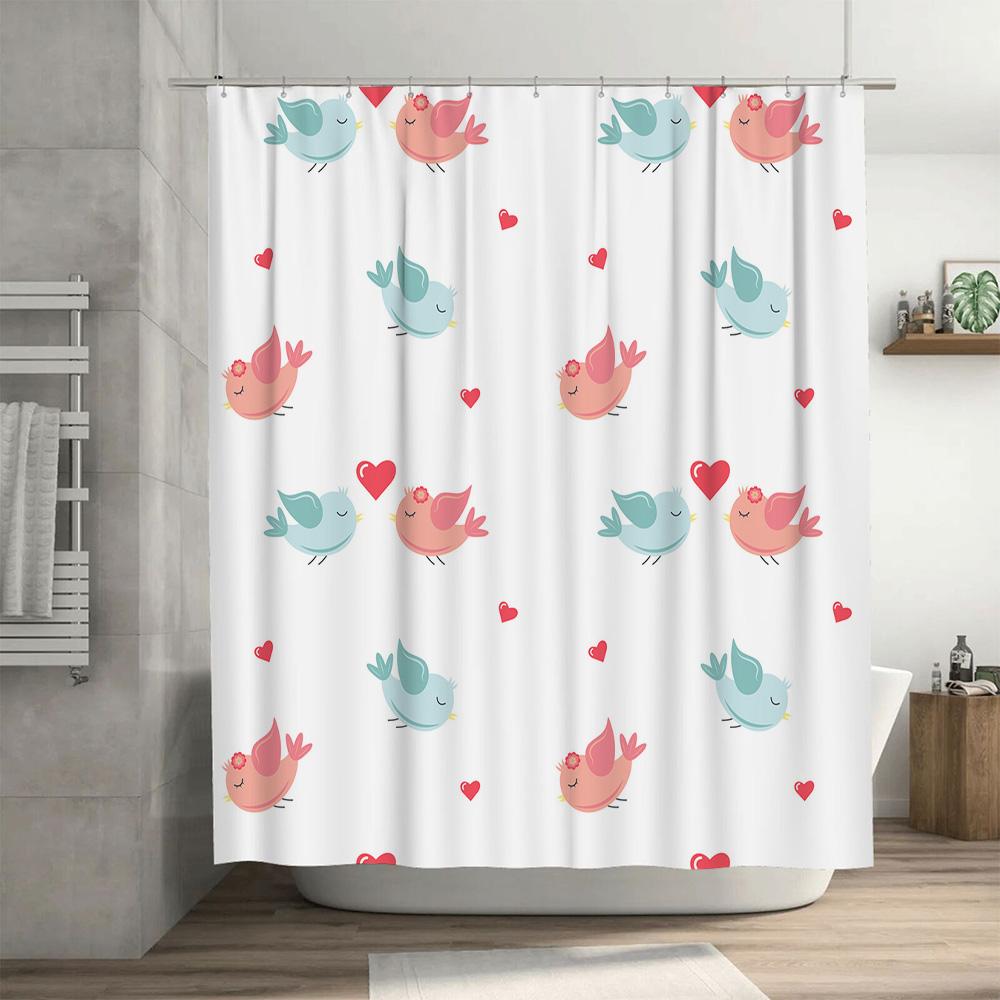 Delightful Bathing Experience With Pastel Colorful Birds Shower Curtain Modern Home Decor For Your Bathroom!