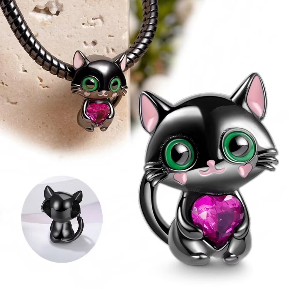 New Black Cat Collection Copper Plated Fit Charm Original Bracelet For Jewellery Making