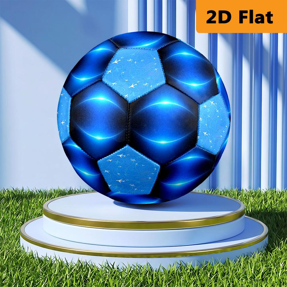 Neon Blue Arc Size Soccer Ball High Elasticity Match Universal Unique Gift Swirl Football Suitable For Both Training And Competition No 5 Football