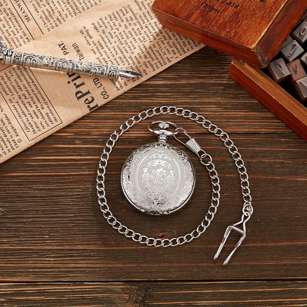 Vintage classic quartz pocket watch exquisite carved flip chain pendant men women pocket watches reloj