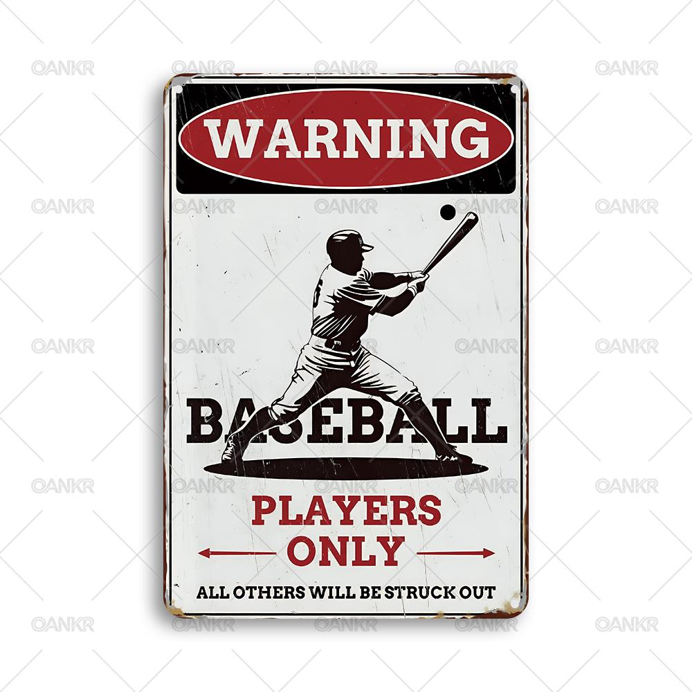 Classic Baseball Art Poster Metal Tin Sign Vintage Gymnasium Practice Poster Metal Signs for Gym Man Cave Home Wall Decor