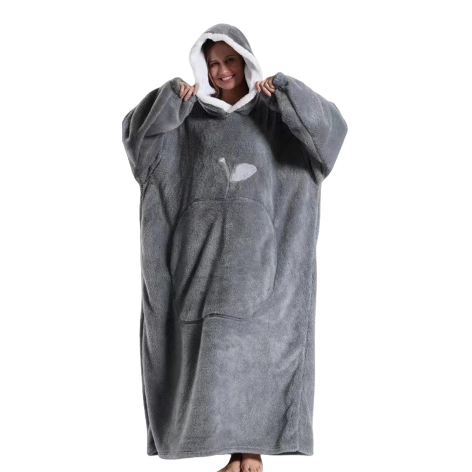

Зимний свитер с капюшоном, одеяло для пар, теплые и удобные рукава с карманами, одеяло, халат