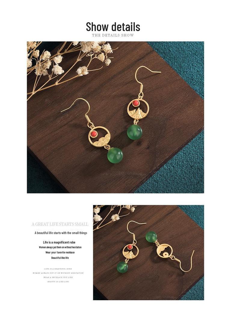 2022 Trendy Agate & Jade 925 Silver Dangle Stud Earrings