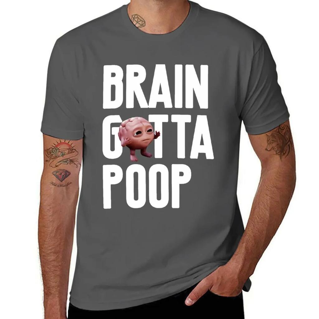 Brain Gotta Poop T-Shirt Aesthetic clothing Blouse boys animal print men workout shirt
