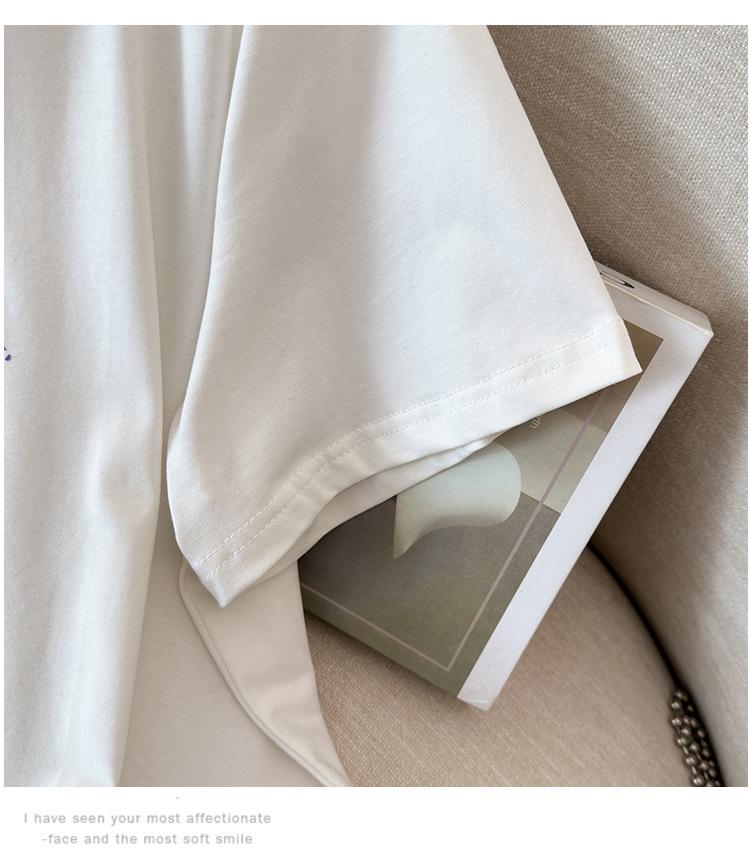 Plus Size Women's Loose Mid-Length Short-Sleeve Round Neck T-shirt (200/300/350 jin)