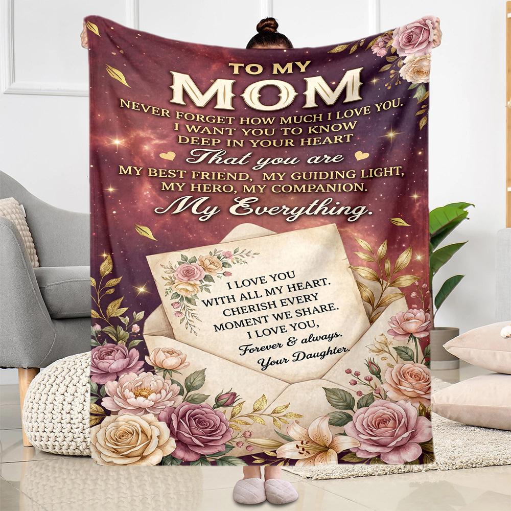 Mother's Day Greeting Card Blanket Suitable for Sofas,travel, Living Rooms Also a Good Gift for Friends and Family Suitable for All Seasons.