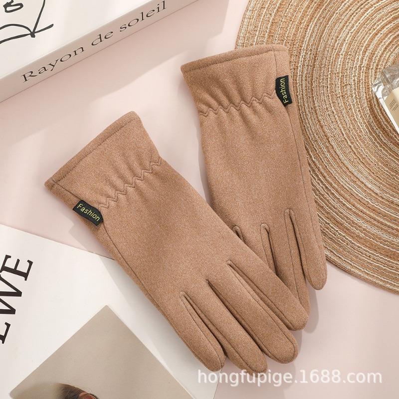 Warm gloves women's fleece cold-proof outdoor riding electric car rabbit down bow autumn and winter gloves