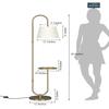 Modern Table Shelf Floor Lamp Standing Brass Antique Finish Gold 5ft Height 25.4 Cm Shelf Diameter with Off White Lampshade (Pack of 1)