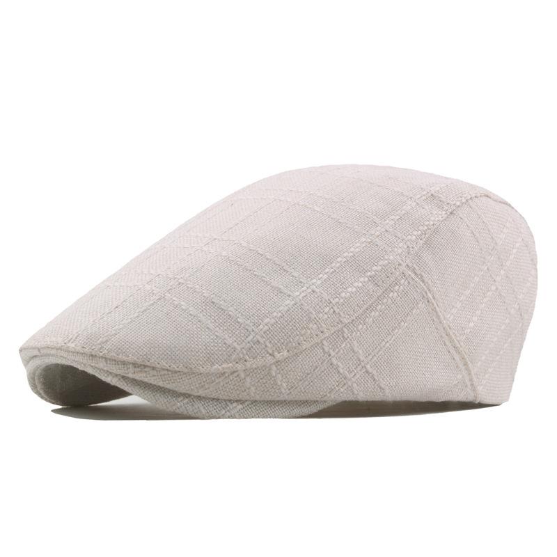 2020 cotton linen beret for men, vintage duckbill cap, artsy young adult forward cap, middle-aged and elderly hat