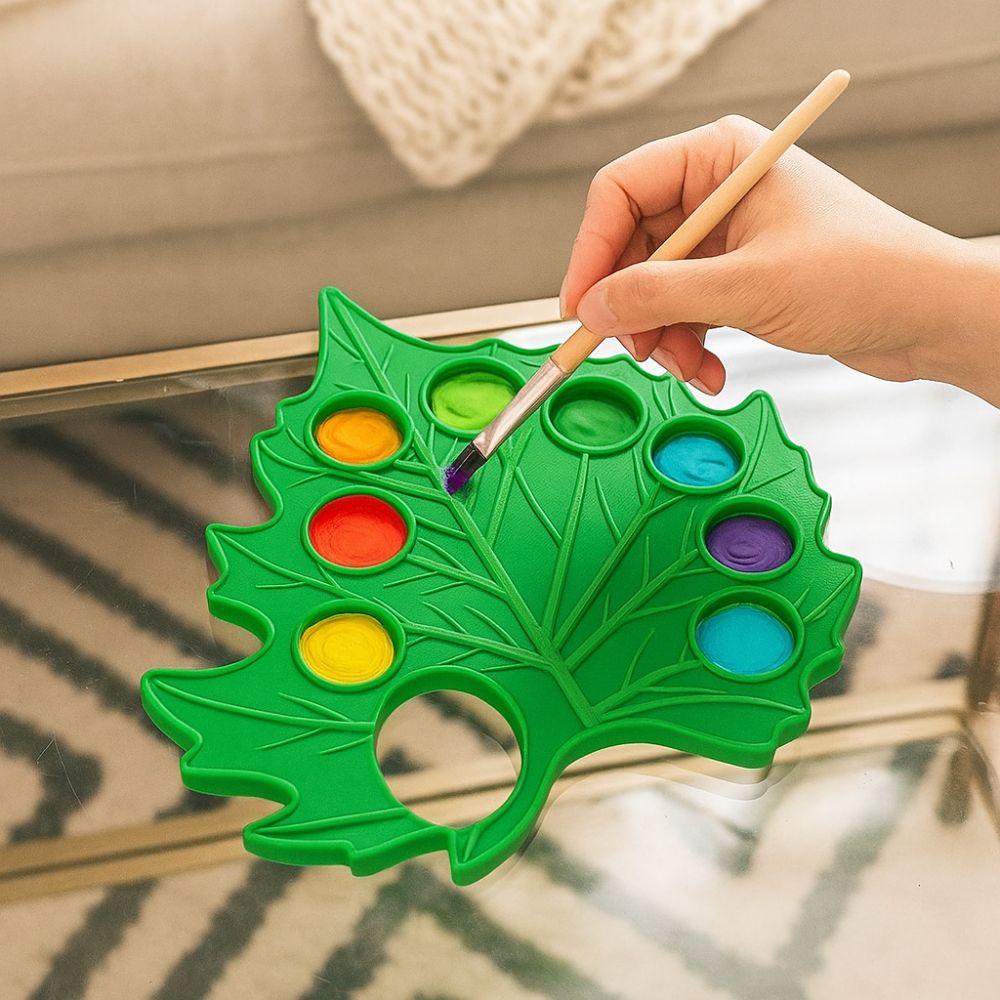 Green Leaf Watercolor Palette Reusable Drawing Tool Creative Mixing Tray Travel Kit