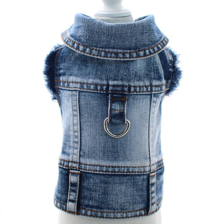 Denim Vest with Leash Ring for Pets: Panda, Kitty, Teddy & Dog Clothes for All Seasons