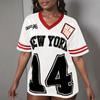 Womens V-Neck Short Sleeve T-Shirt With 3D Digital Print Loose Fit Casual Chic Top 2025
