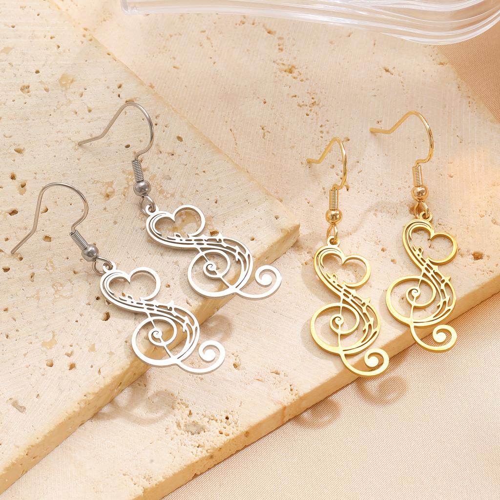 Fashion Women's Personalized Stainless Steel Note Pendant Earrings, Trendy Music Festival Party Jewelry Stainless Steel Earrings