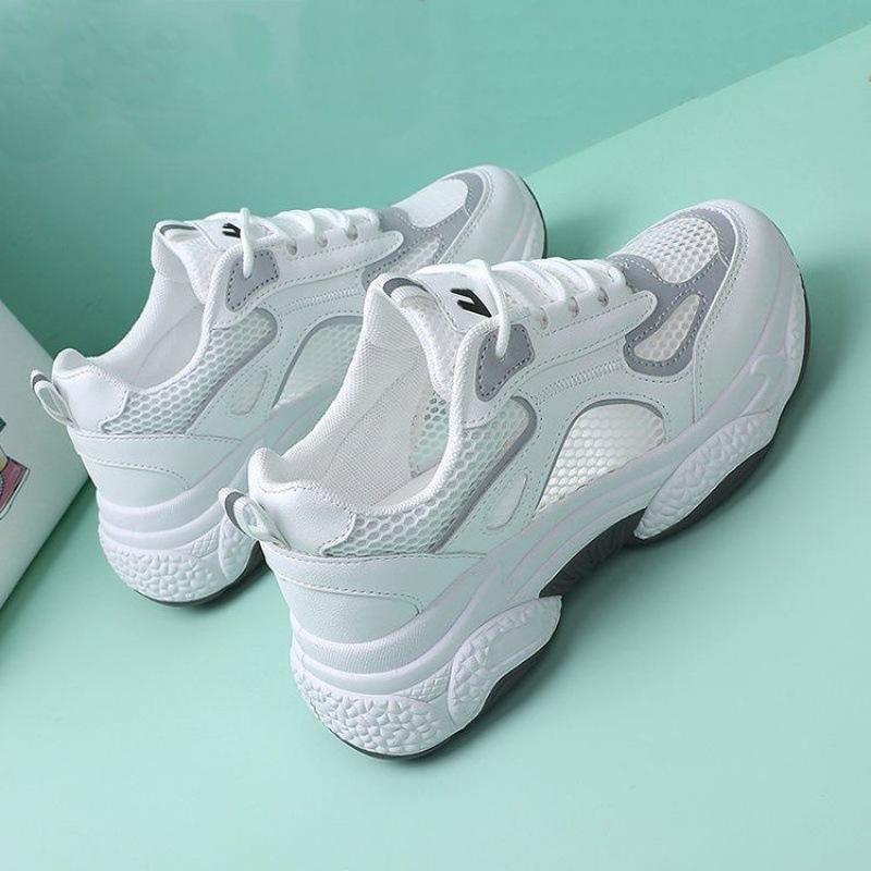 Trendy Summer New Mesh Breathable Sneaker Casual All-Match White Shoes for Women