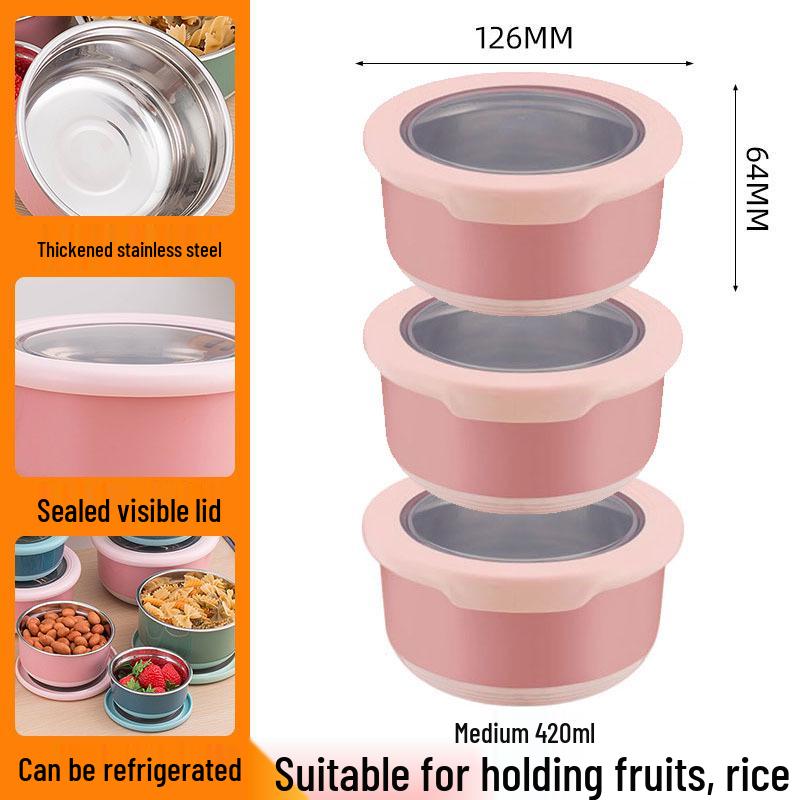 Stainless Steel Food-Grade Sealed Soup & Bento Bowl for Refrigerator