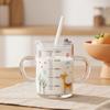 WEIMINGNUO Children's Cartoon Glass Milk & Water Cup with Straw - 250ml