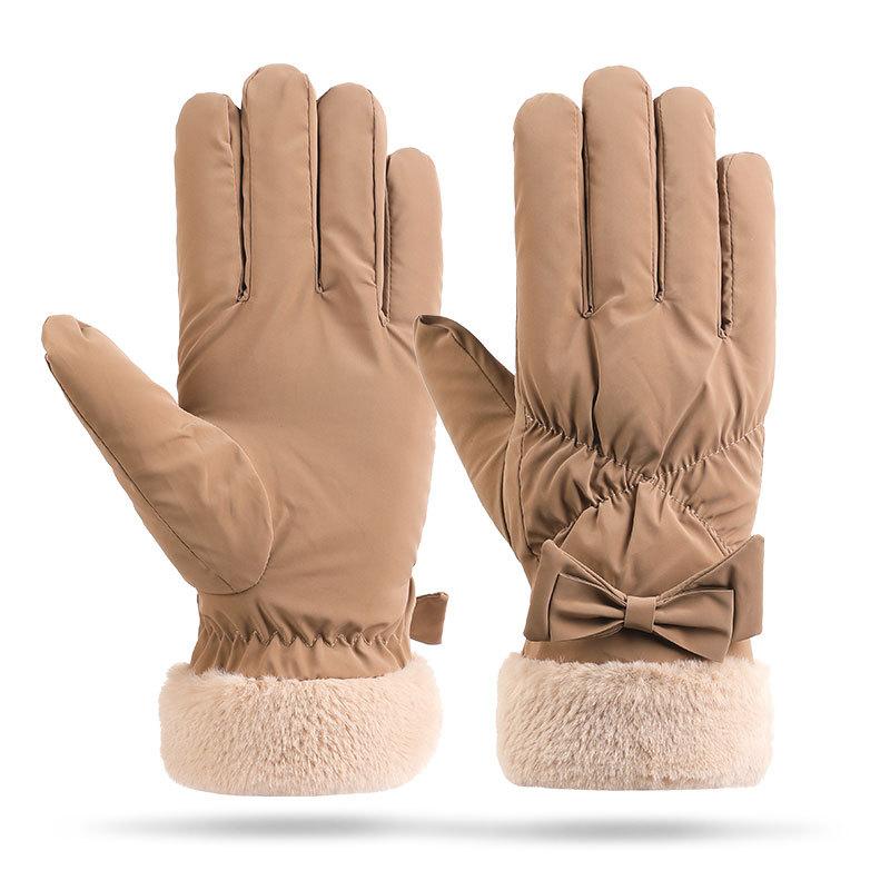 

Зимние женские лыжные перчатки Модные перчатки с бантом Плюс флисовые Утепленные Теплые перчатки для катания Ветрозащитные Перчатки с сенсорным экраном One Size