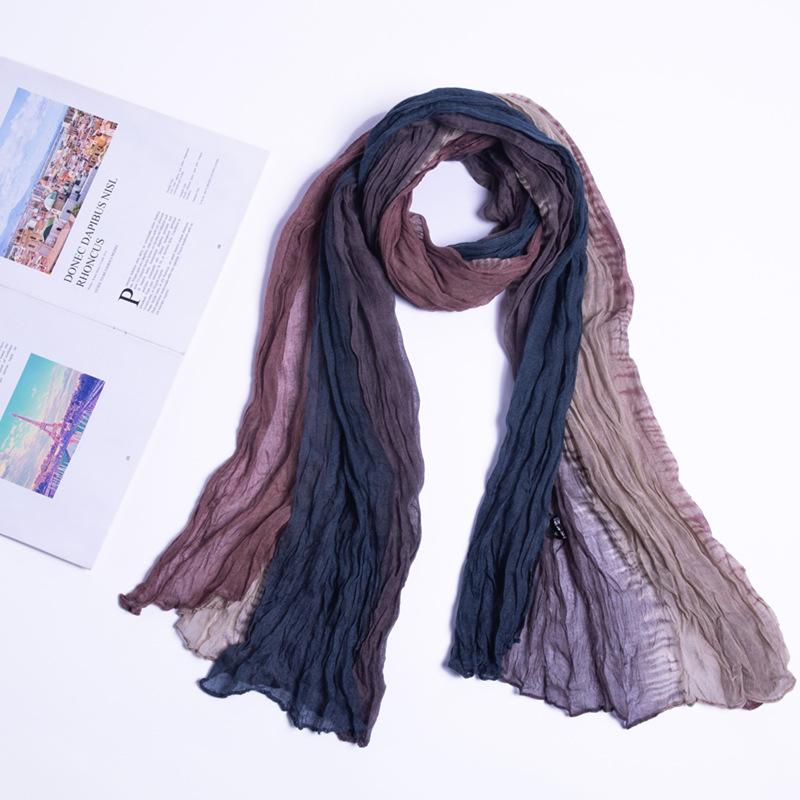 Bali Yarn Printing Scarf Color Matching Color Contrast Imitation Hand-Painted Tie-Dye Twist Wrinkled Scarf