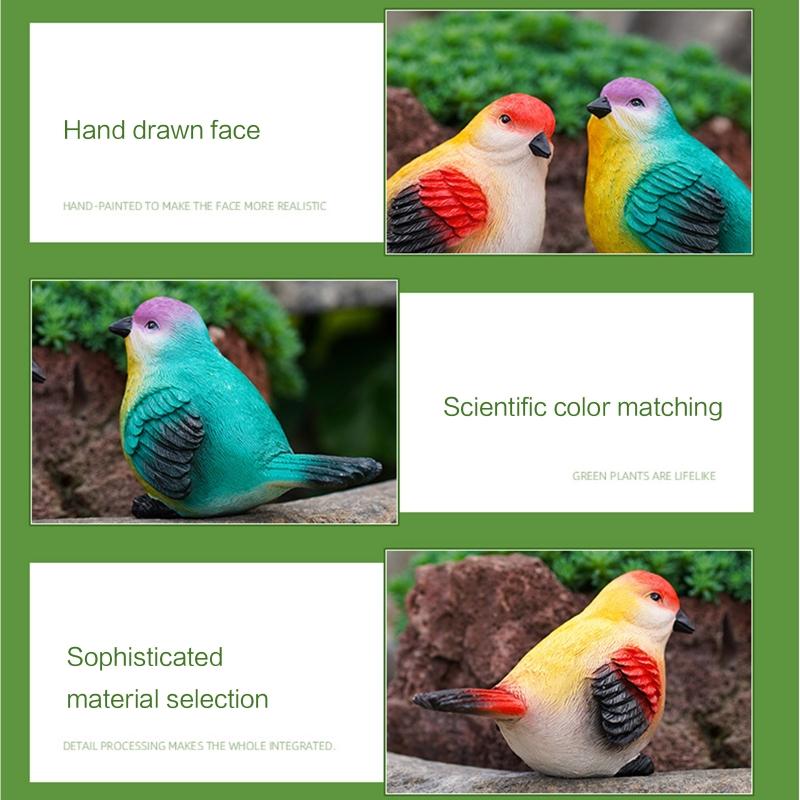 Søte fuglefigurer 2 stk/sett Harpiks Dyr Miniatyr Statue Kunst Håndverk Dekor for Hjem Utendørs Hage Hage Hage Dekor gave