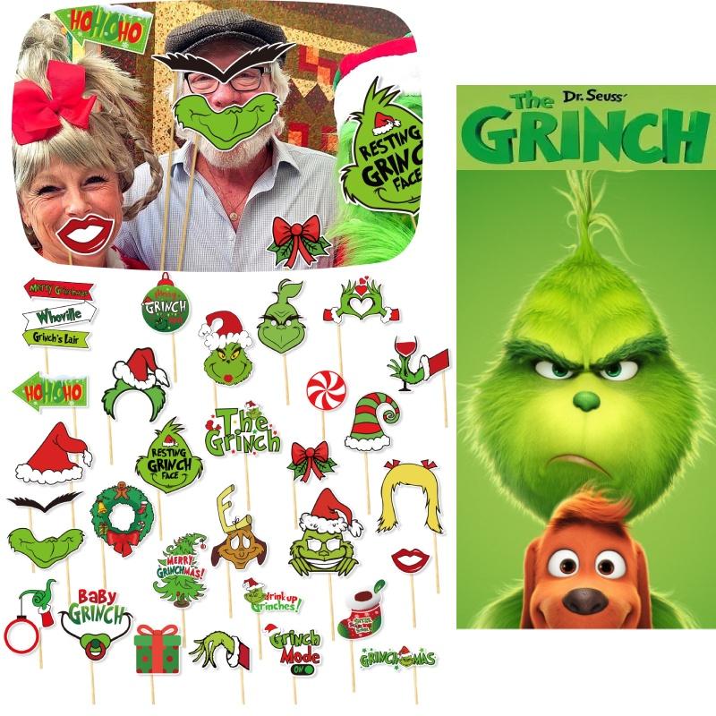 Grüner Grinch Weihnachtsfeier Foto Requisiten Lustige Dekorative Artikel Für Party