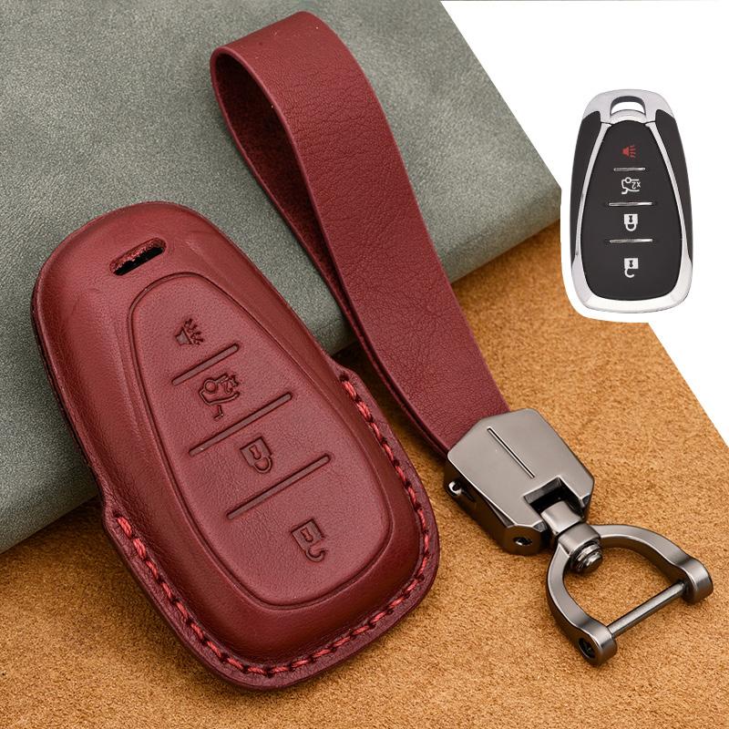 Genuine Leather Key Case Cover Suitable for Chevrolet Tracker Buckle Malibu XL Explorer Volando Pioneer Key Fob Protector
