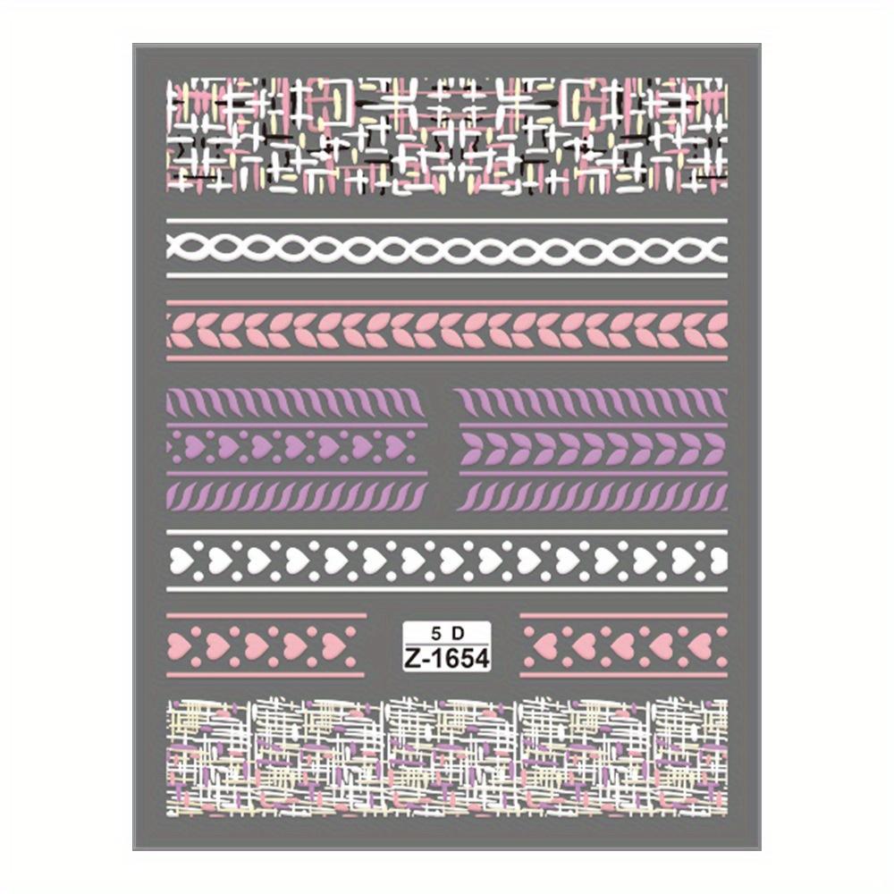 

Embossed Nail Art Stickers, Autumn And Winter Plaid Design Nail Art Decals for DIY Or Nail Salons, Nail Accessories