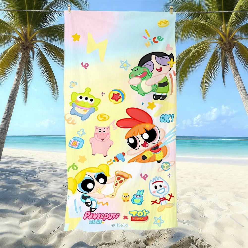 Cartoon Flying Little Policewoman Microfiber Beach Towel Quick-Drying Water-Absorbing Children'S Swimming Bath Towel Travel Portable Large Ruler