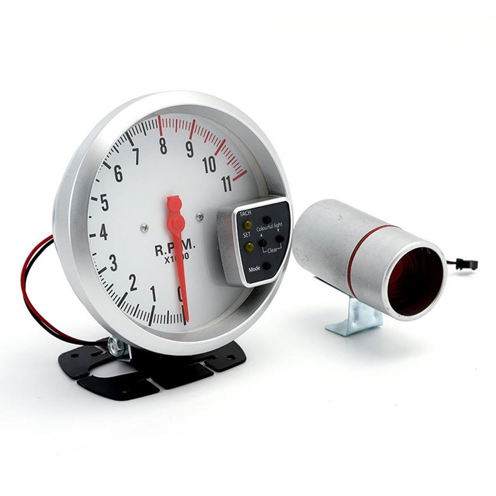 

5-дюймовый тахометр 11000 об/мин гоночный автомобильный датчик со светодиодным дисплеем для 1-8 цилиндрового двигателя 12 В транспортные средства высокопроизводительный тахометр белый