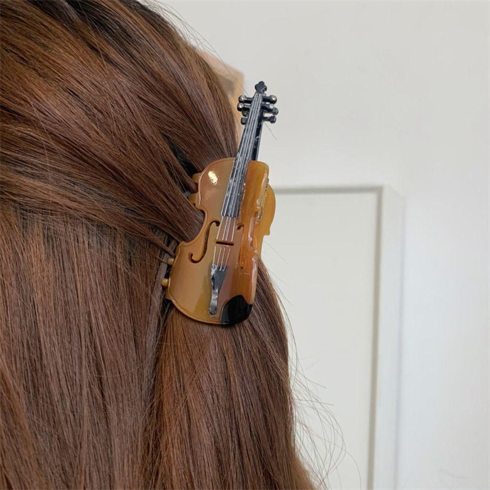 Video Tape Acetate Guitar Hair Claw Acetic Acid Big Shark Clip Personalized Music Hair Clip  Female