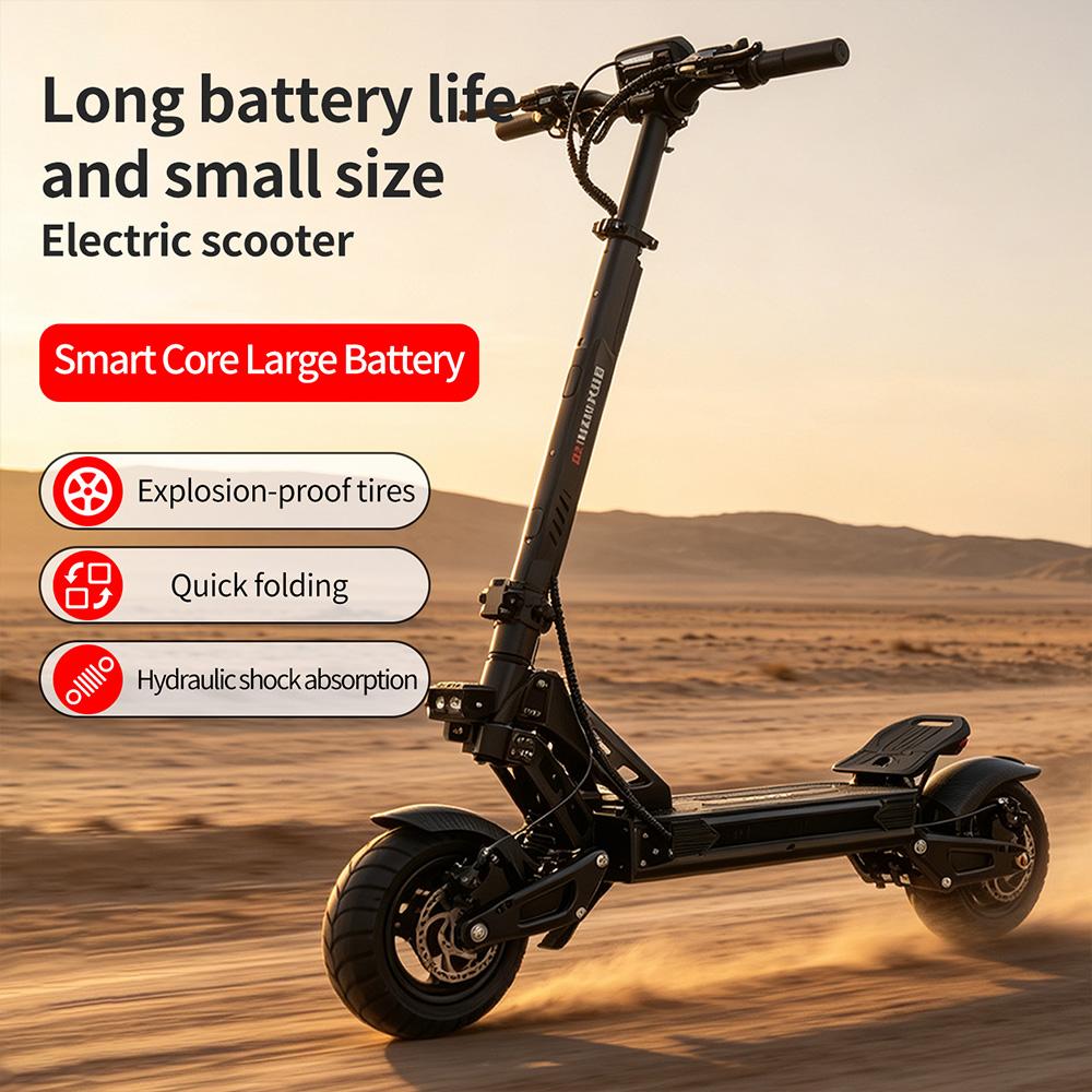 Electric Scooter Boyueda G2 10" Tire 1600W Peak Motor Hydraulic Disc Brake 52V 19Ah NFC Unlock Max Range 60Km LCD Display Black