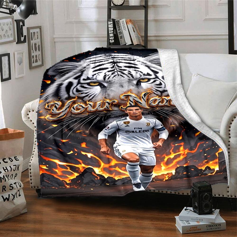 Cristiano Ronaldo (152) Personalized Name Blanket Multi-purpose Personalized Blanket Soft Warm Cozy Perfect for Livingroom Sofa Home Decor Picnics