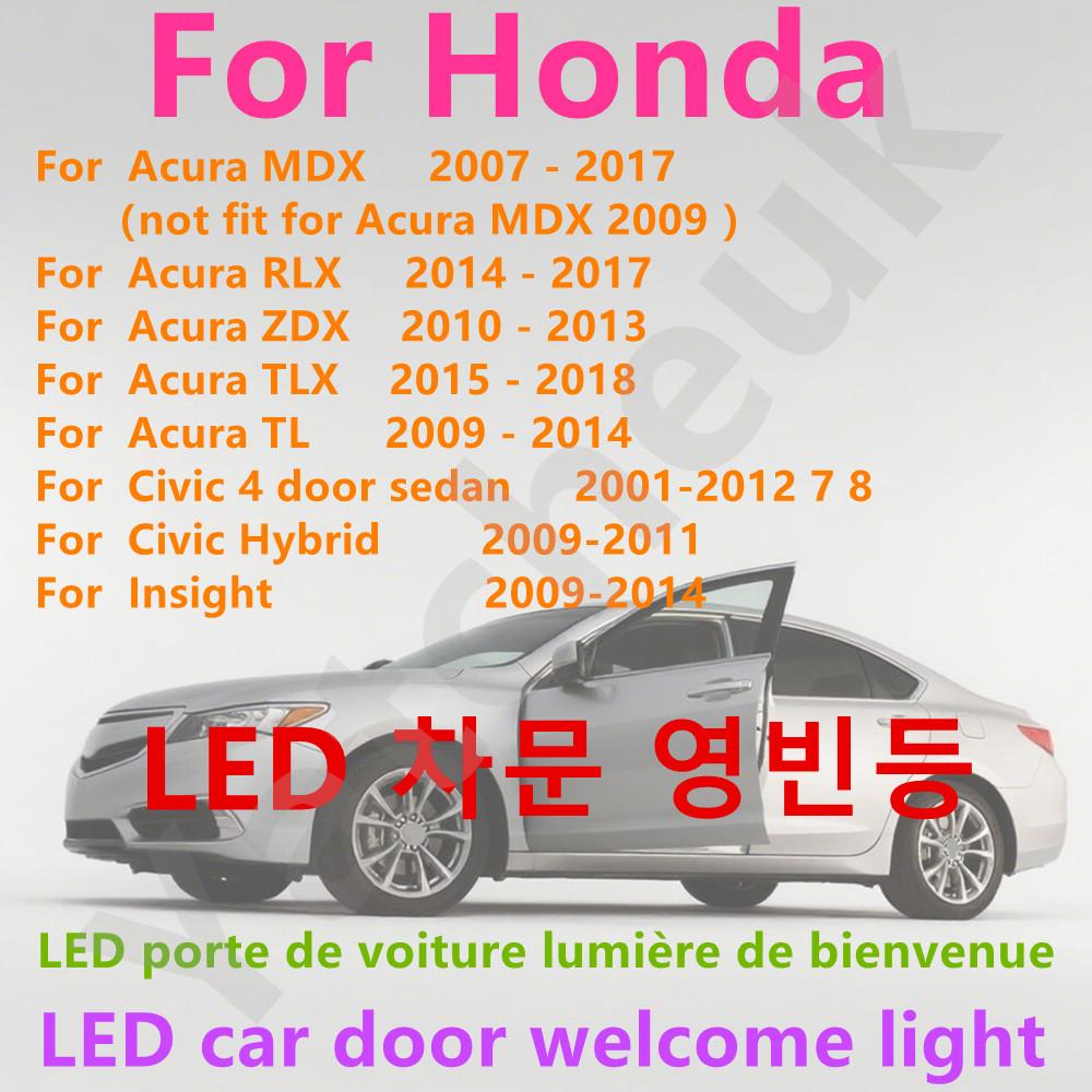 

2Pcs Car Door Ghost Shadow Night LED lamp For Honda Acura TLX ZDX MDX TL RLX Civic 4 door sedan Welcome Light auto Accessories For A-CURA