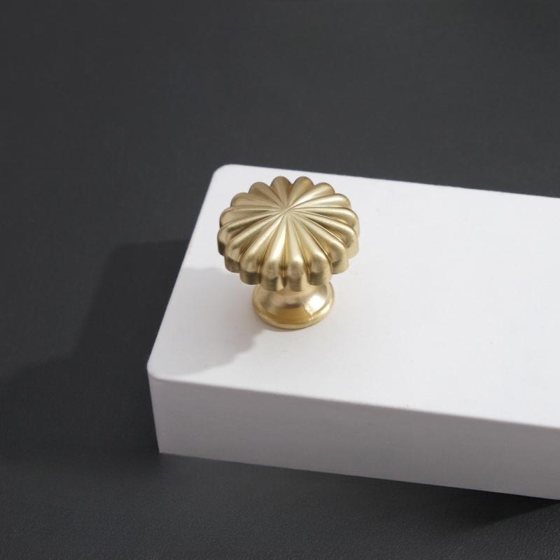 Simplicity, Copper Color, Pumpkin Single Hole Handle In Golden Gray, Light Luxury, Drawer Cabinet Handle, Round, Wardrobe Door Handle